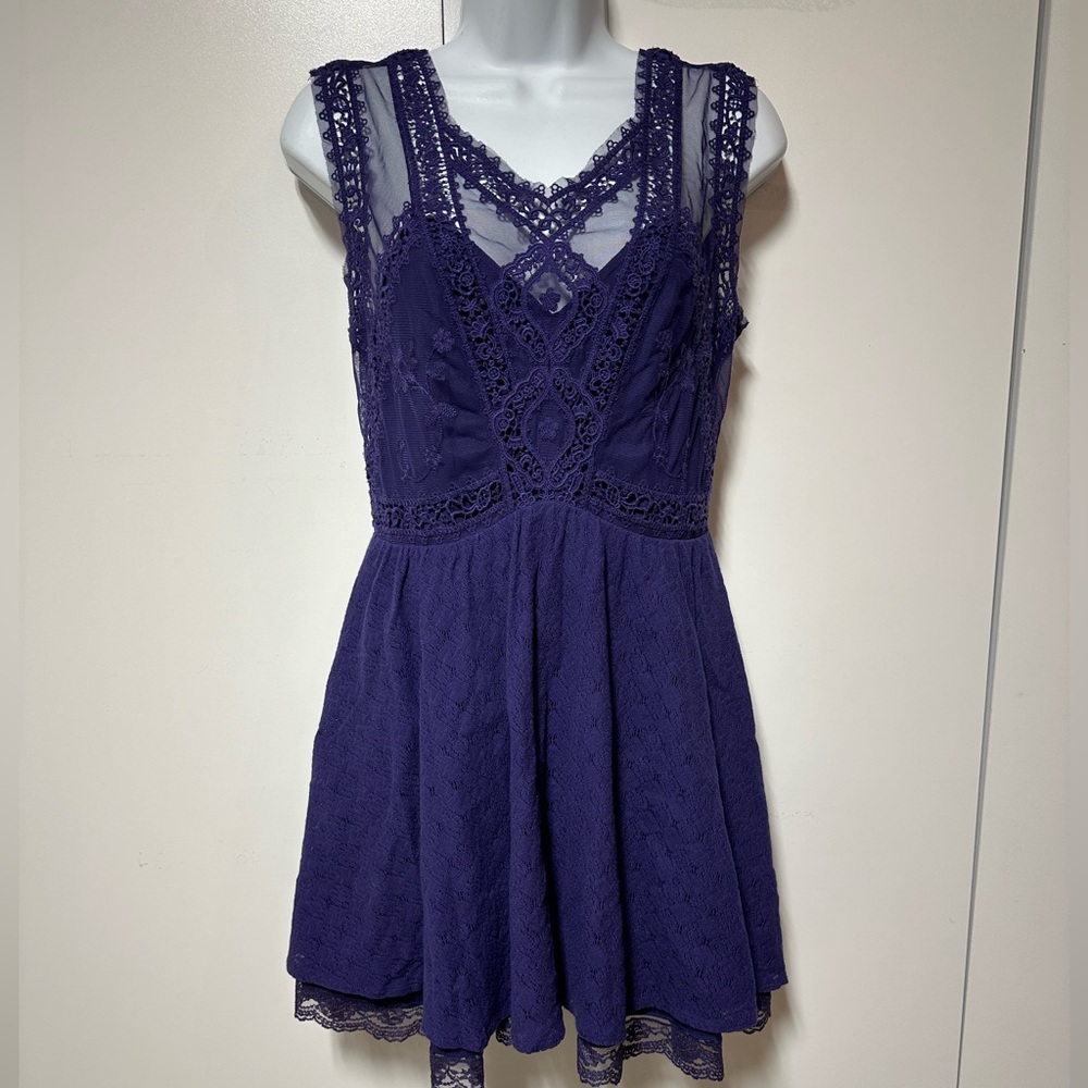 Free People purple lace mesh mini dress - Picture 3 of 11
